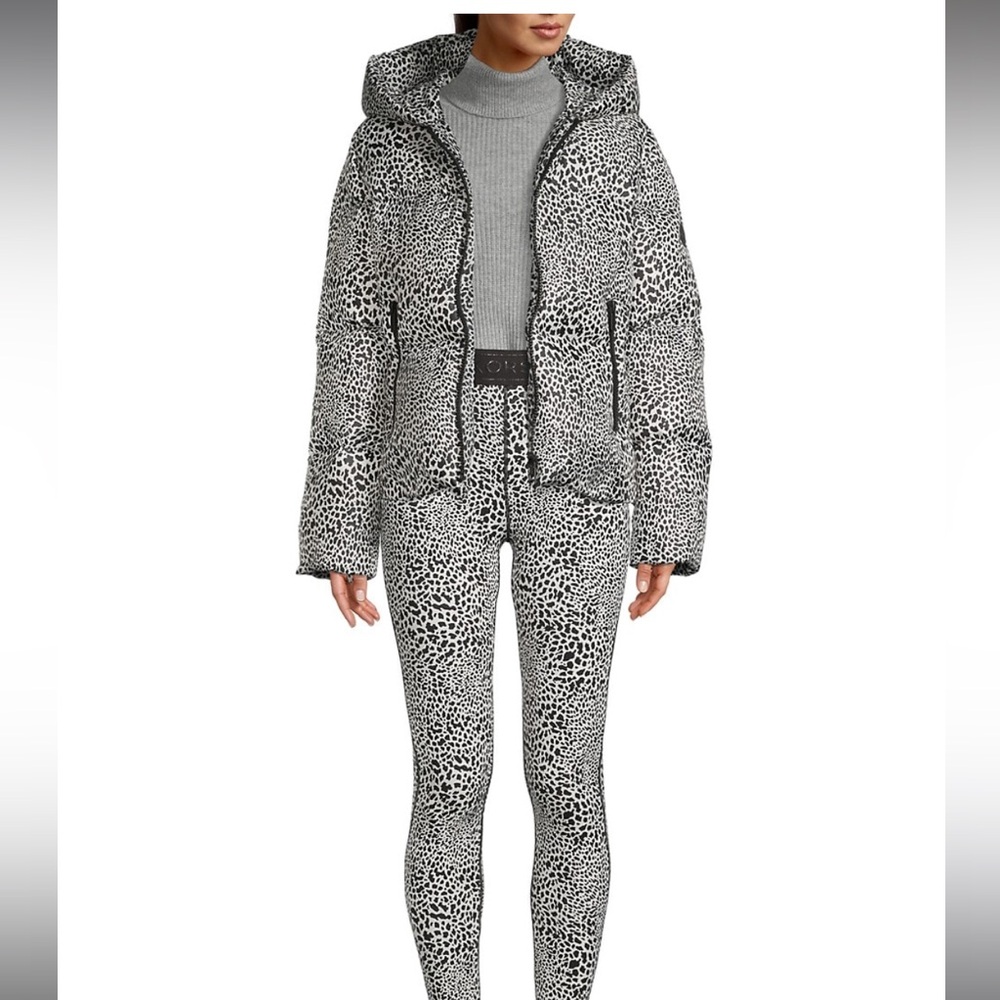 Animal Print Quilted Ciré Puffer Jacket